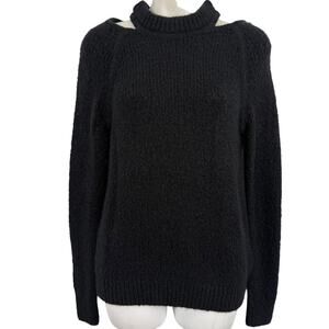 DKNY Donna Karen Womens Black Goth Witchy Coker Oversized Sweater Chunky ~ XXS